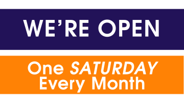 We're Open One Saturday Every Month